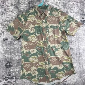 Savage Tacticians Men Medium Hawaiian Shirt Camo Little Bird Helicopter Tactical